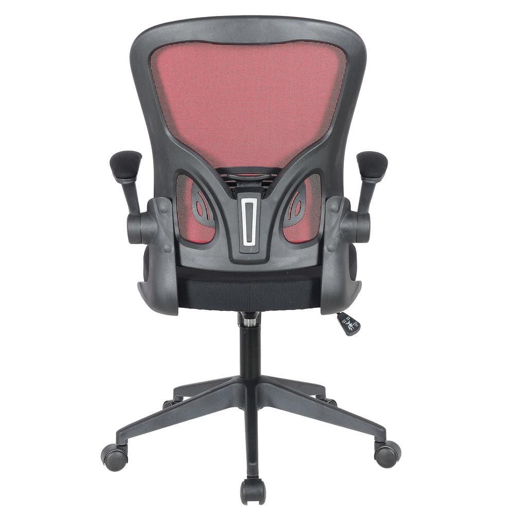 LeisureMod Newton Modern Mesh Office Swivel Chair In Red
