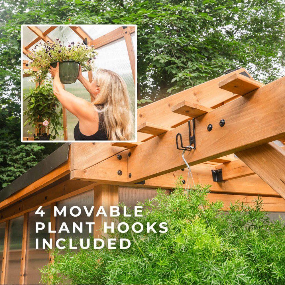 Backyard Discovery Bellerose 9' x 6' Cedar Wood and Polycarbonate Greenhouse Kit, Pergola