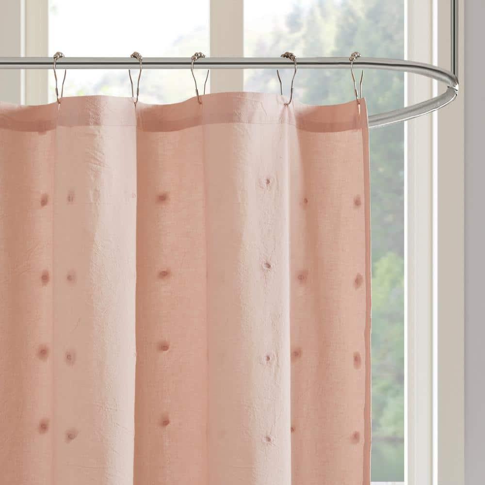 Home Essence Apartment Kay Cotton Yarn Dyed Jacquard Pom Pom Shower Curtain