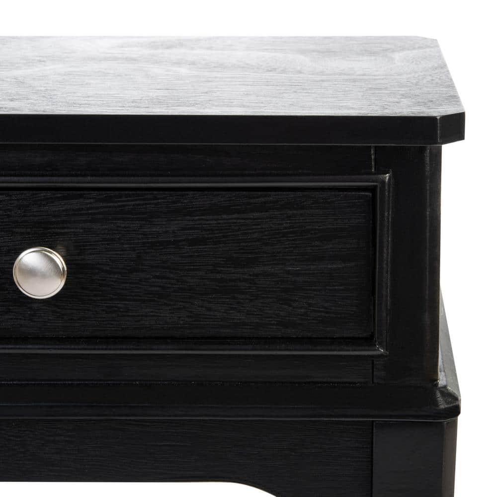 SAFAVIEH Opal French Black Rectangle Wood Storage End Table (17 in. W x 13 in. D x 23.5 in. H)