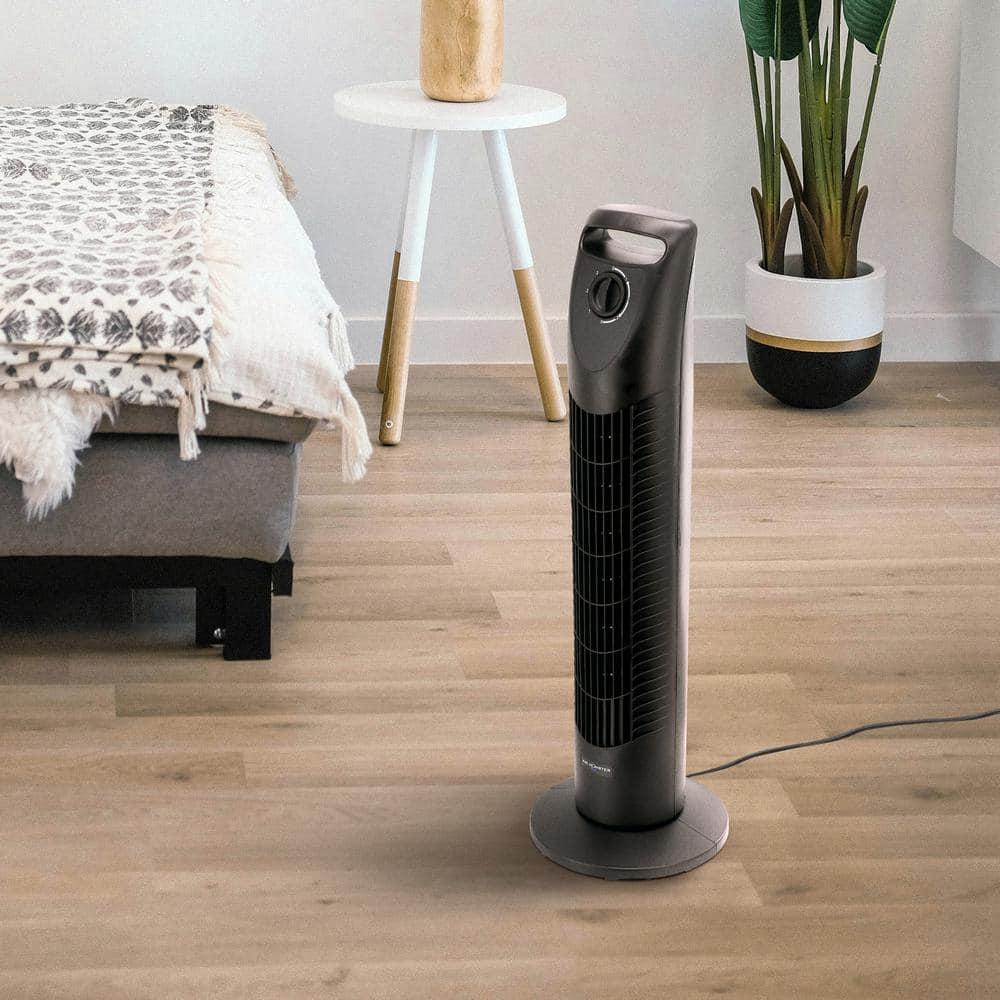 Air Monster 30 Inch 3 Speed Oscillating Tower Fan in Black