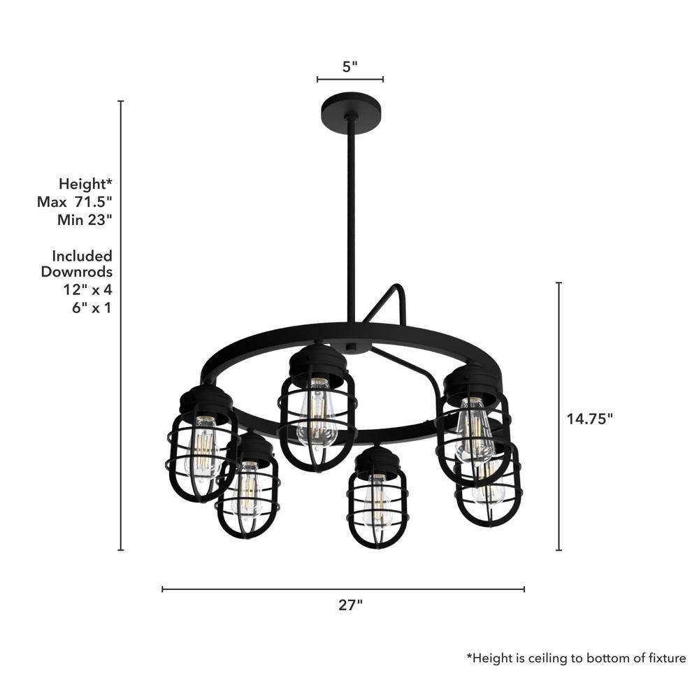 Hunter Fan Starklake 6 - Light Unique / Statement Wagon Wheel Chandelier