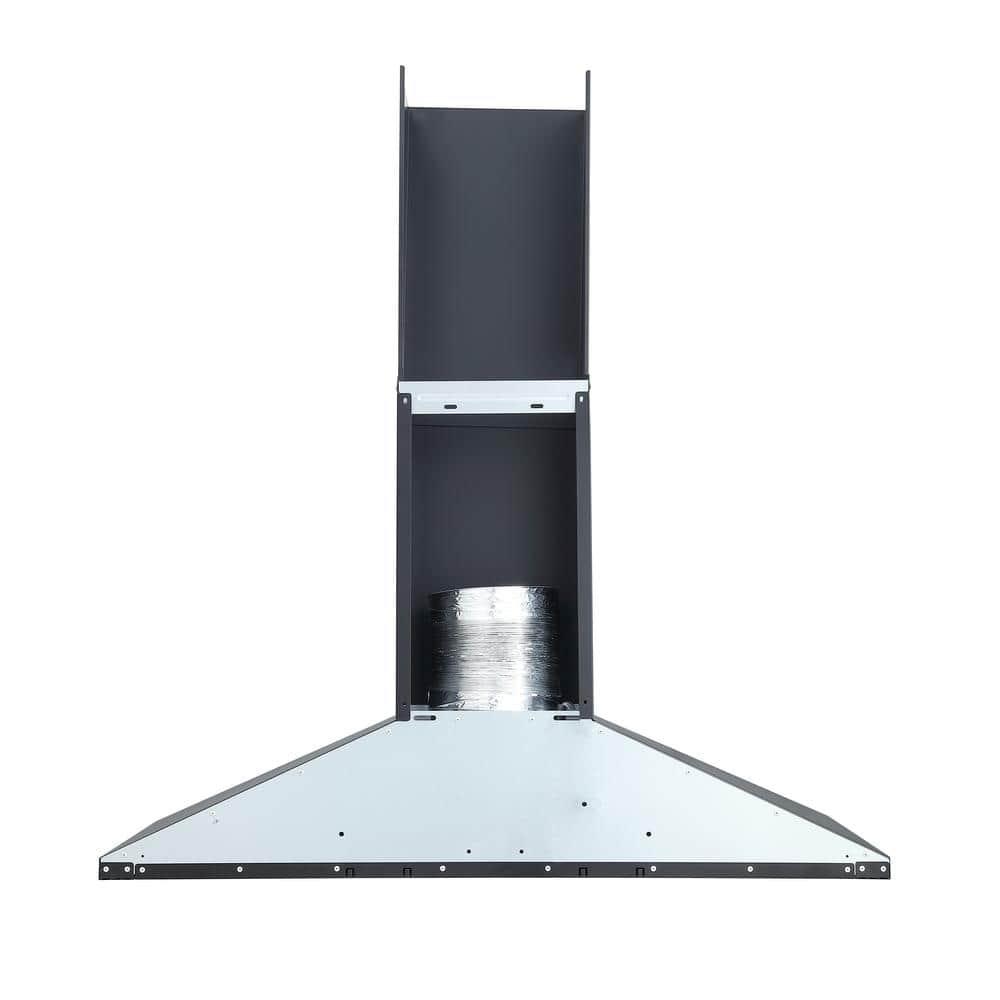 36 Inch Black Range Hood, 450 CFM Stainless Steel Wall Mount Kitchen Hood with Ducted Ductless Convertible, Button Control Over Stove Vent Hood with 3 Speed Noiseless Fan, LED Light (450CFM)