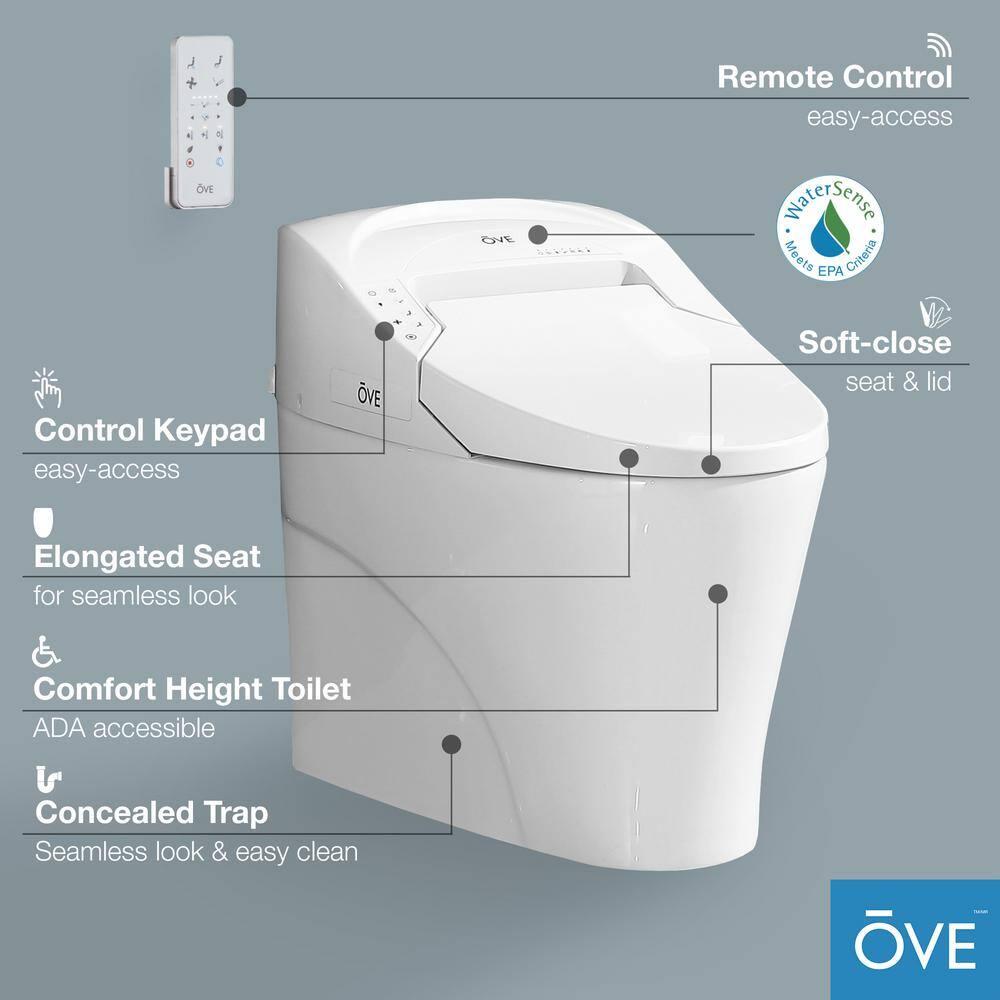 Ove Decors Virtuoso Tank Smart Toilet 1.28 GPF Elongated Bidet Toilet (Seat Included)