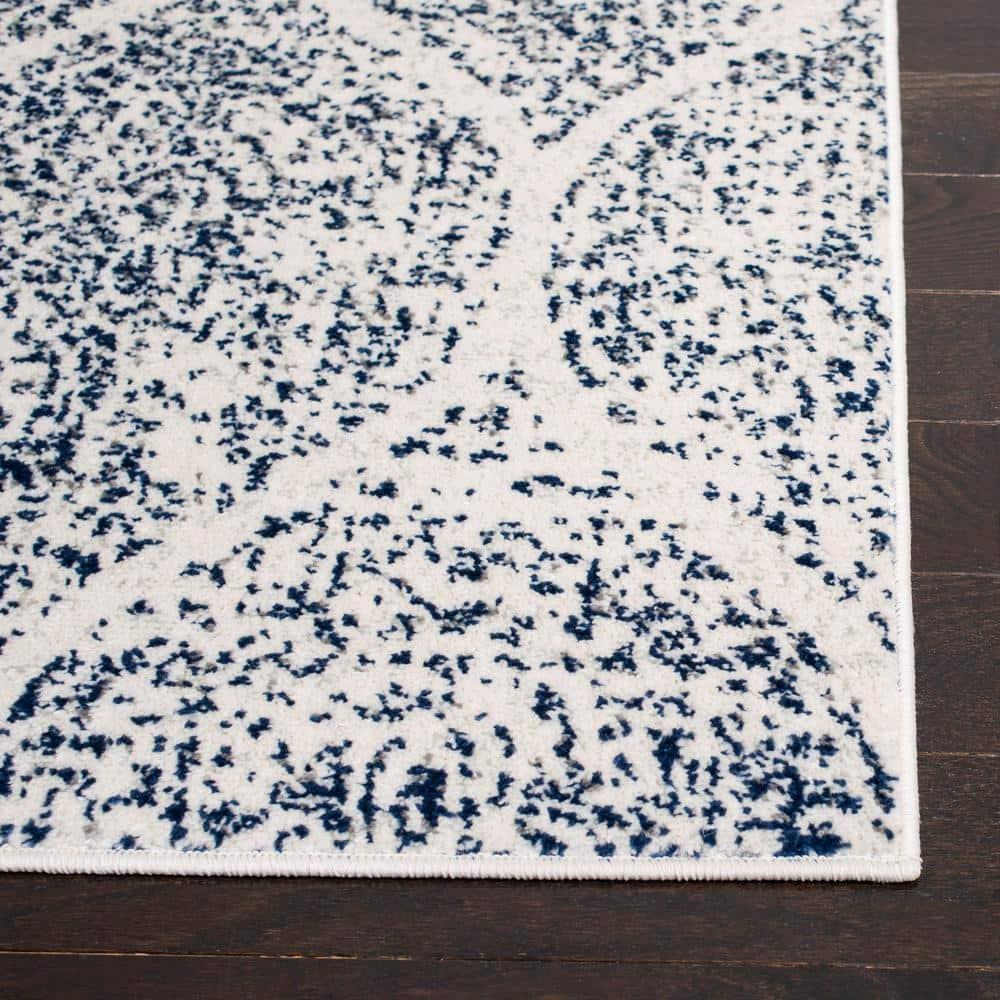 SAFAVIEH Madison Leighton Geometric Area Rug, Cream/Royal Blue, 10' x 14'