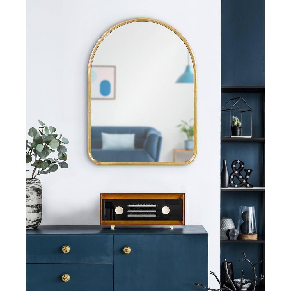 Kate and Laurel Caskill Midcentury Arched Wall Mirror, 18 x 24, Gold, Decorative Modern Mirror for Wall Display