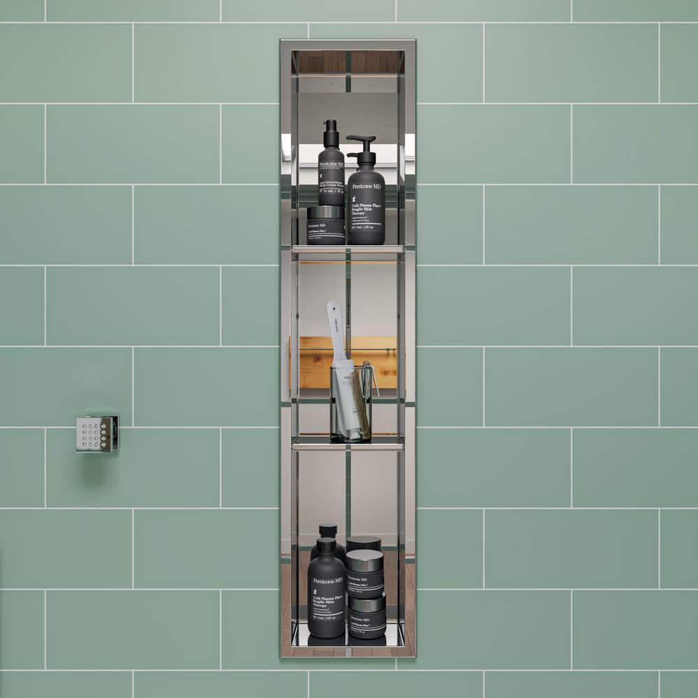 Vertical Stainless Steel Triple Shower Niche