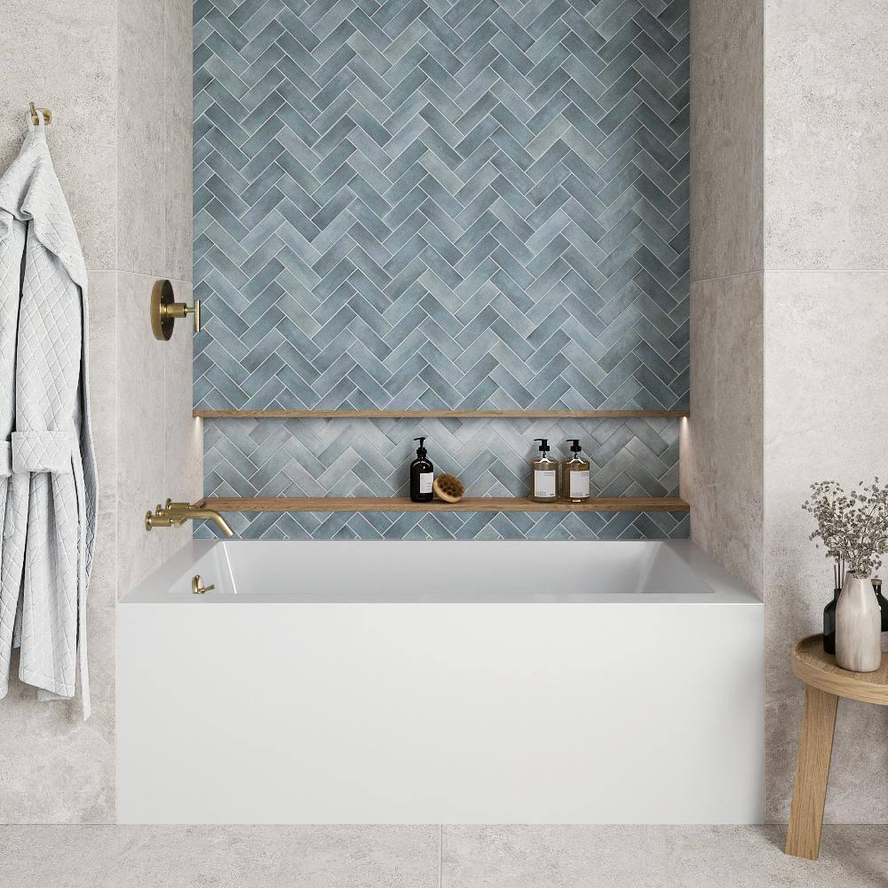 Streamline Bath Streamline 60 in. x 32 in. Acrylic Right-Hand Drain Alcove Bathtub in Glossy White With External Drain NAL-5580-PBR