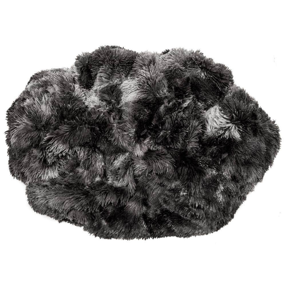 Chanasya Wolf Faux Long Fur Throw Blanket - Soft, Fuzzy Throw Blanket - 50" x 65” - Dark Gray