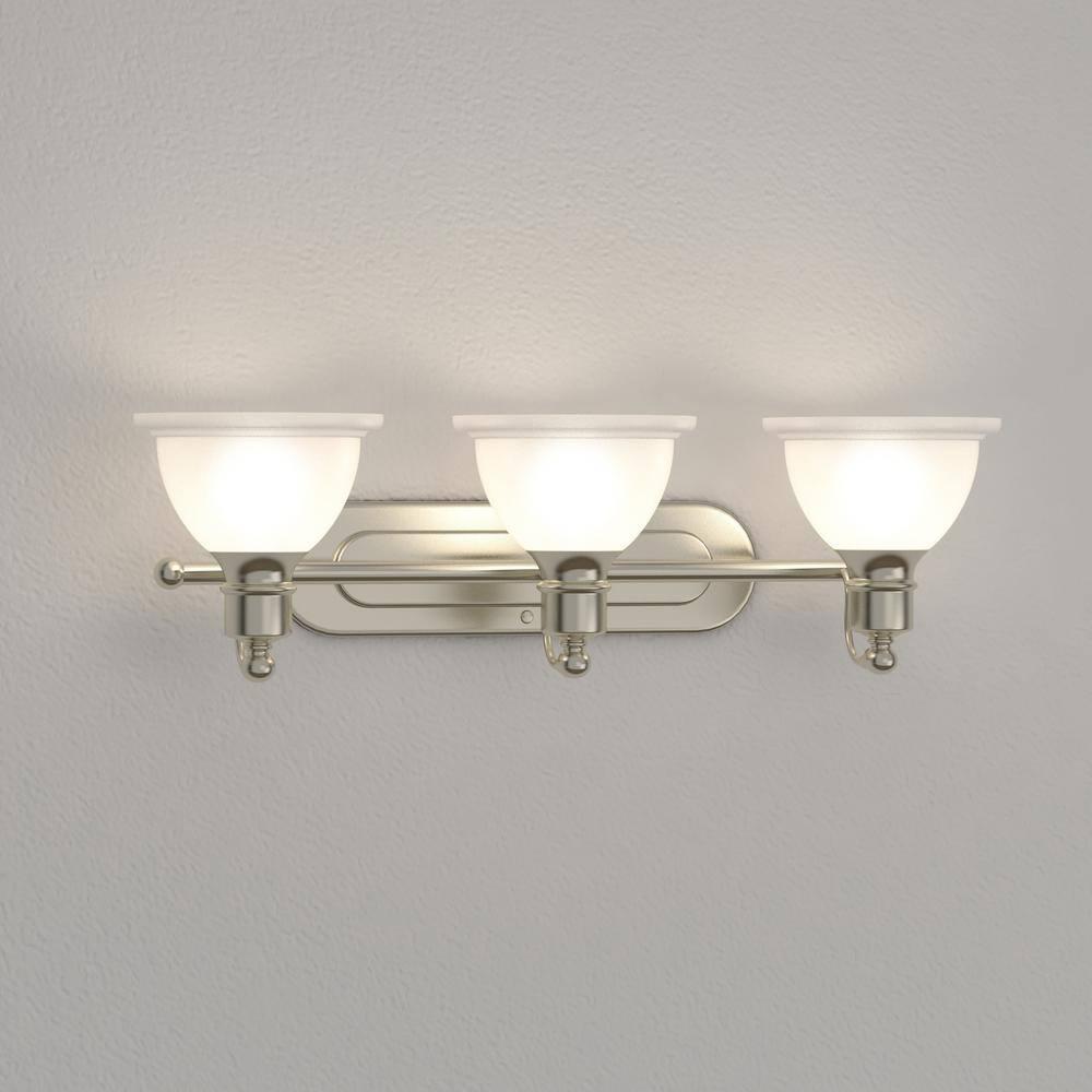 Progress Lighting Madison 3-Light Wall Bracket, Brushed Nickel, White Etched Glass