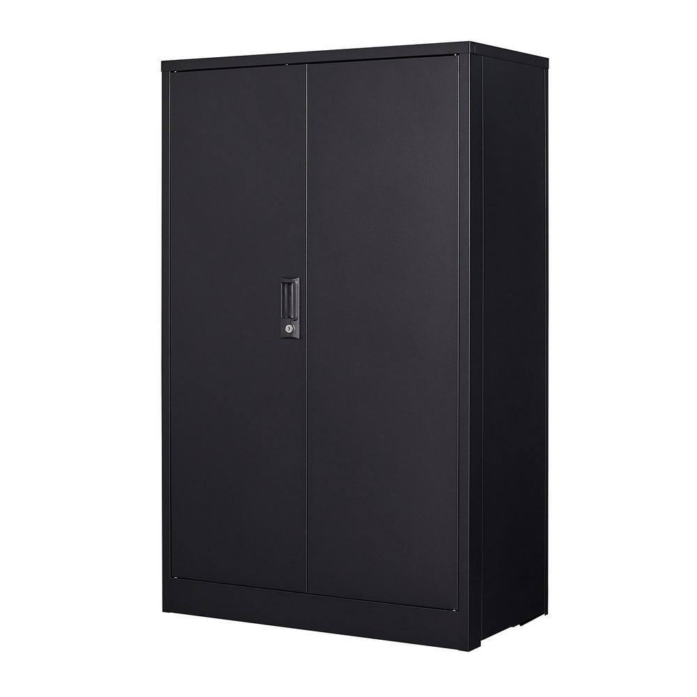 Metal Storage Cabinet,Black Metal Cabinet with Doors and Shelves,Garage Storage Cabinet with Lock,Short Steel Cabinet,Lockable Storage Cabinet for Home,Office,Shop,Garage Cabinets