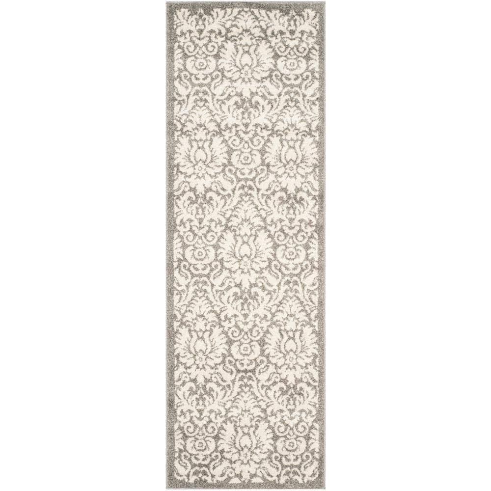 Amherst AMT427 Power Loomed Indoor Runner Rug - Dark Grey/Beige - 2'3"x15' - Safavieh