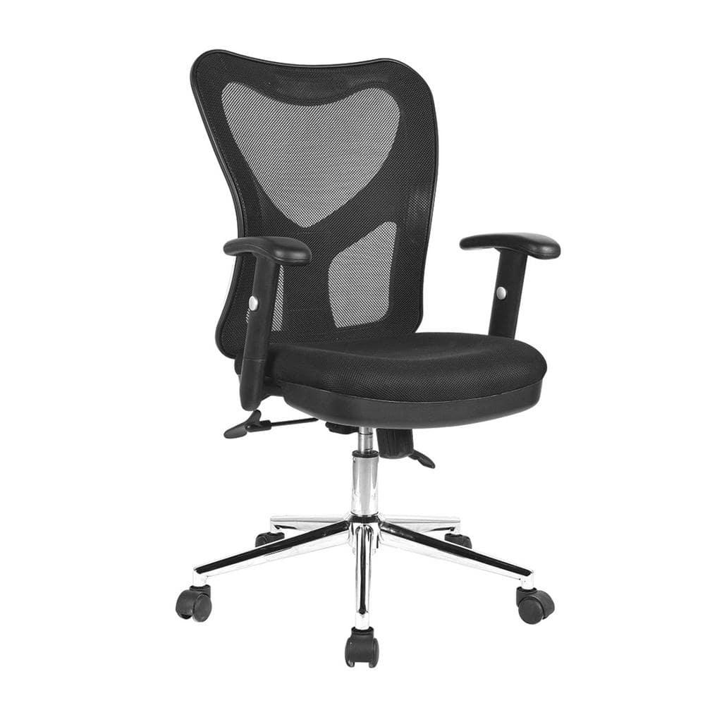 Techni Mobili High Back Mesh Office Chair with Chrome Base, Black RTA-0098M-BK