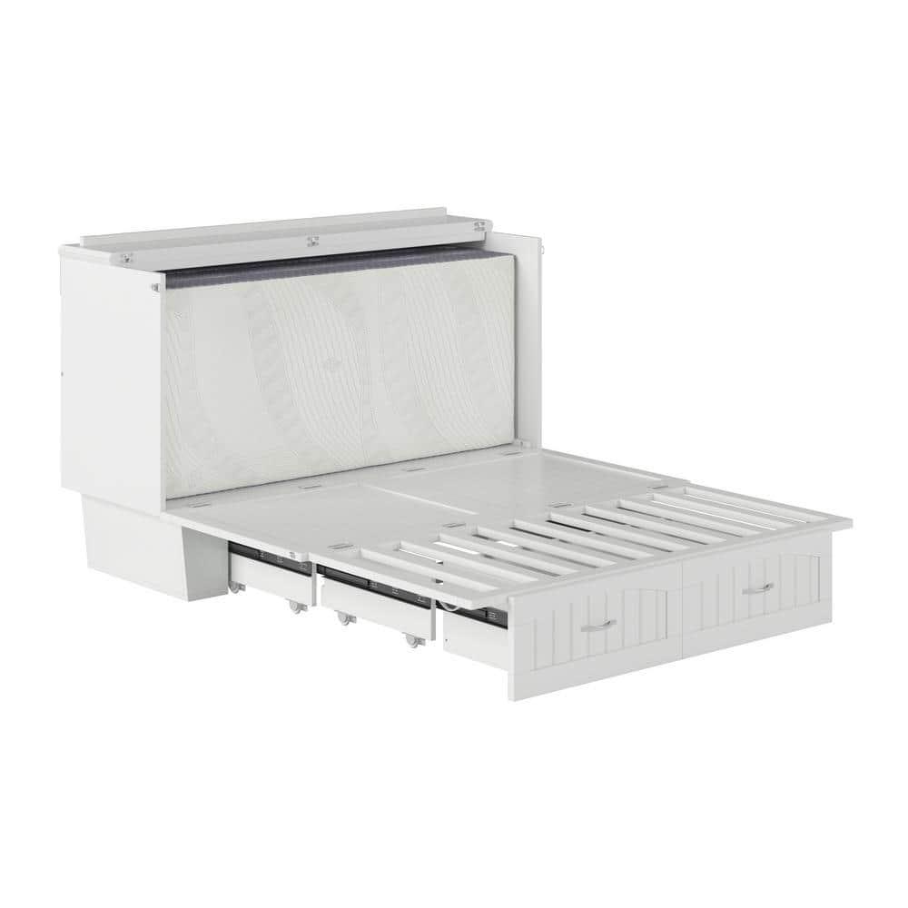 Queen Nantucket Murphy Bed Chest USB Turbo Charger White - AFI