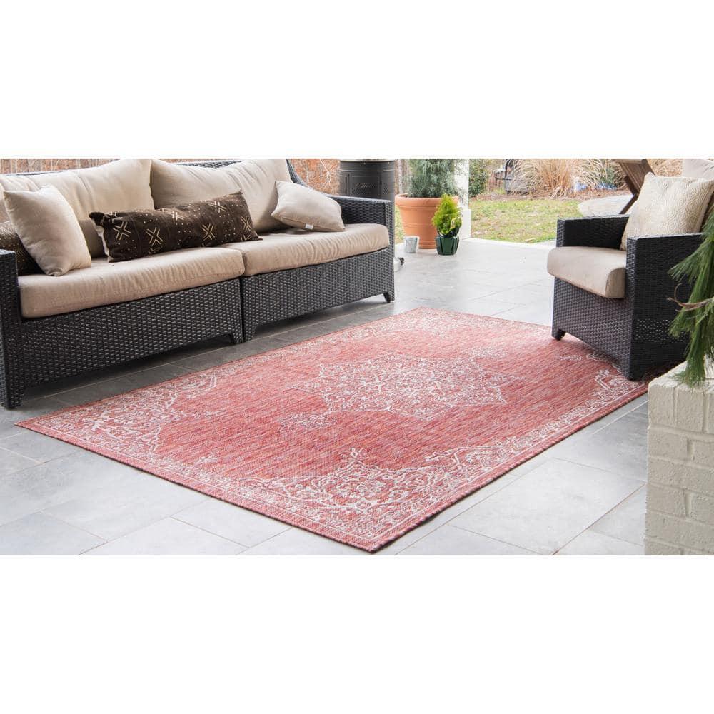 Rust Red Antique Outdoor 9 ft. x 12 ft. Area Rug
