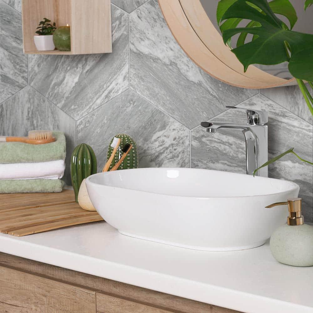 Marbilia Hex Bardiglio w/Biotech 11" x 13" Porcelain Marble Look Wall & Floor Tile