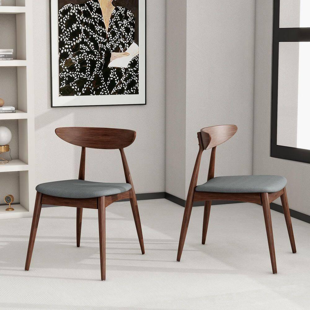 Set of 2 Barron Dining Chair Light Gray - Christopher Knight Home: Mid-Century, Upholstered, Rubberwood