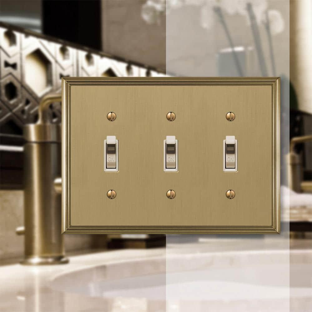 Amerelle 77TTTBZ Moderne Wallplate 3 Toggle Cast Metal Brushed Bronze 1-Pack