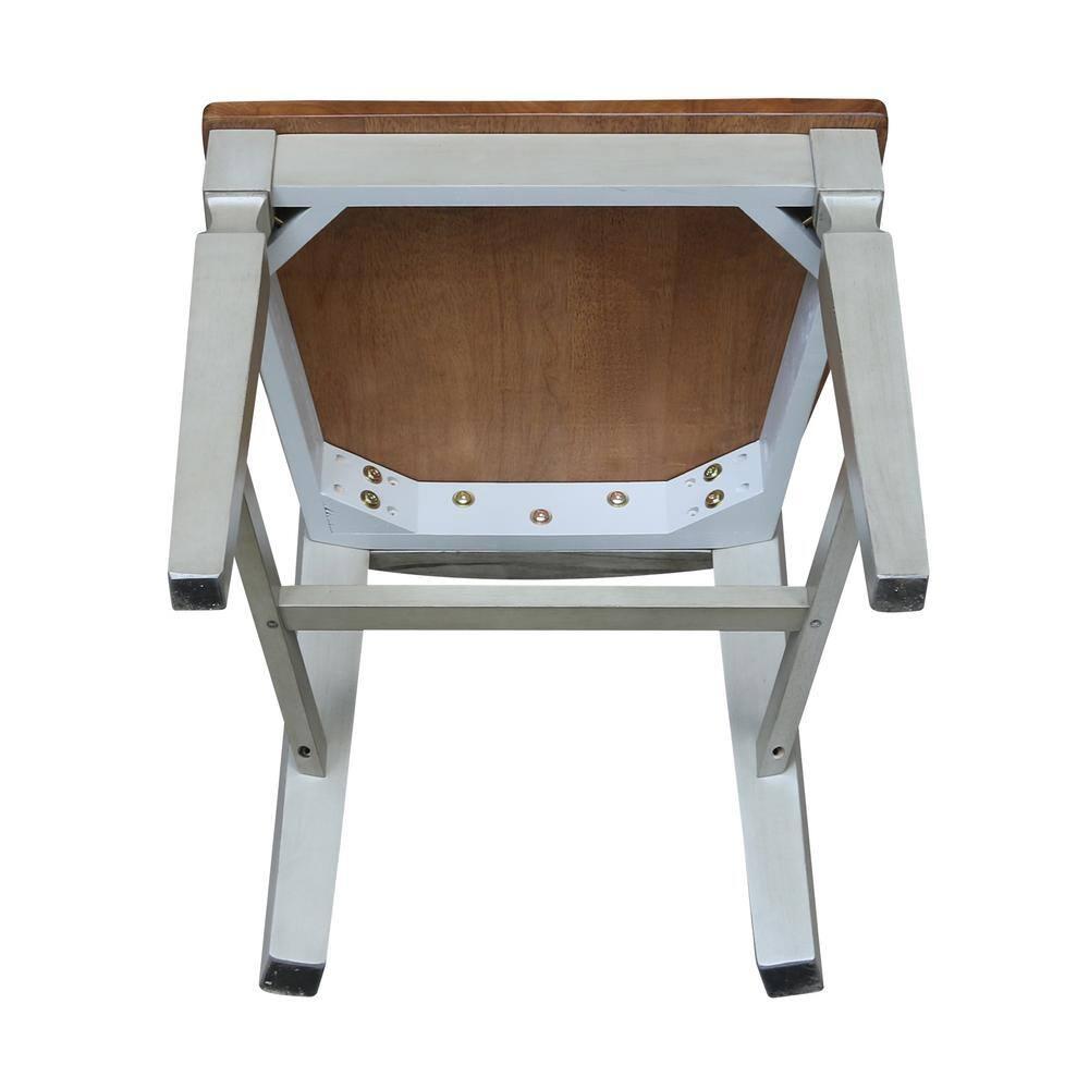 Vista Solid Wood Ladderback Chairs in Distressed Hickory/Stone - Set of 2