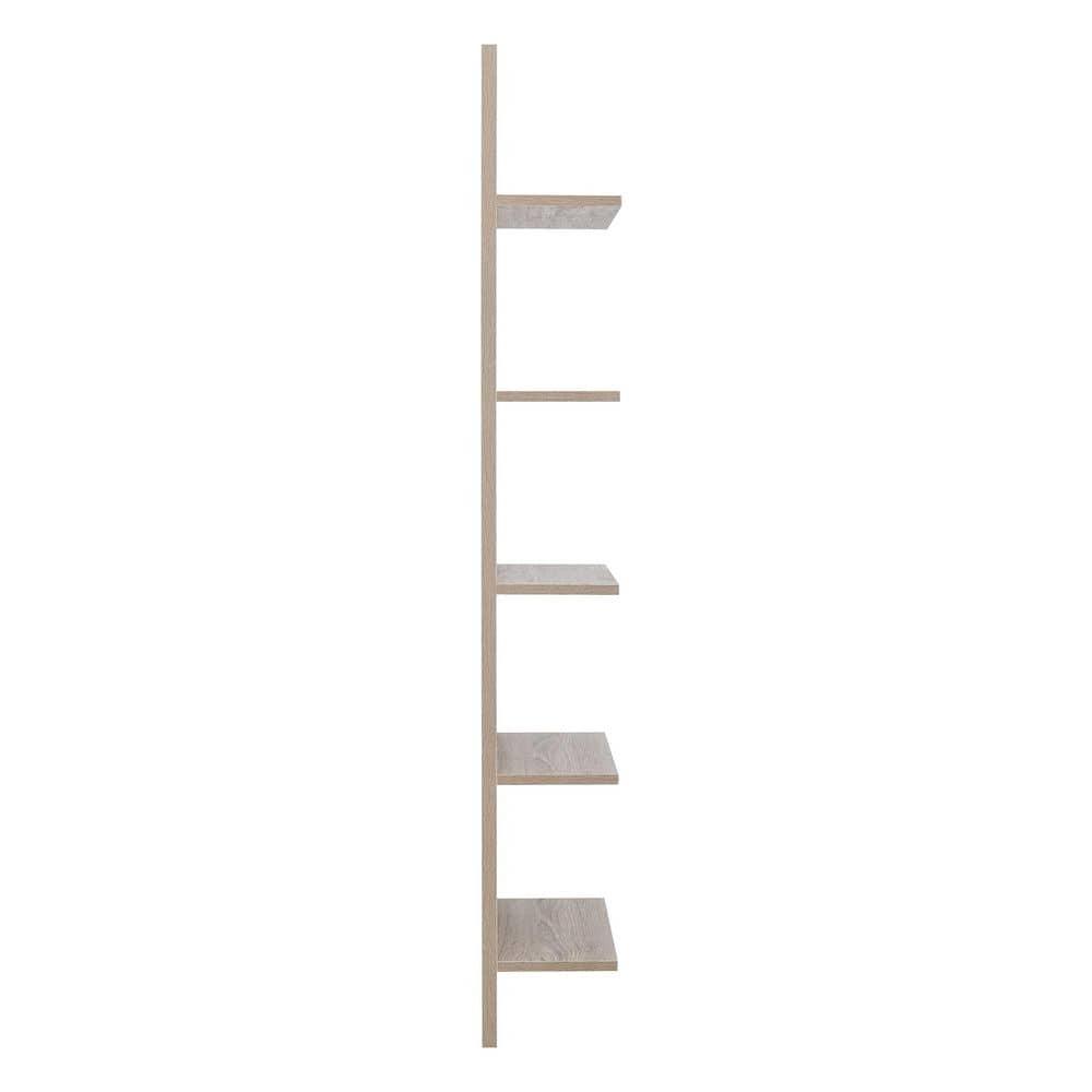 Danya B. 47" x 11.7" Wide Vertical Column Wall Shelf Weathered Oak: Mid-Century Laminated MDF, Iron Hardware