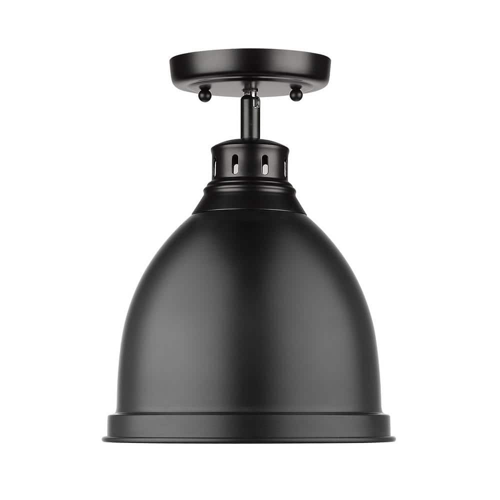 Golden Lighting Duncan 1-Light Flush Mount in Matte Black