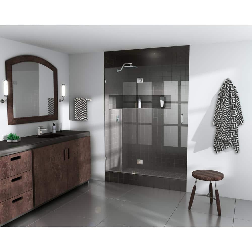 Halo 46.75 in. x 78 in. Frameless Glass Hinge Shower Door