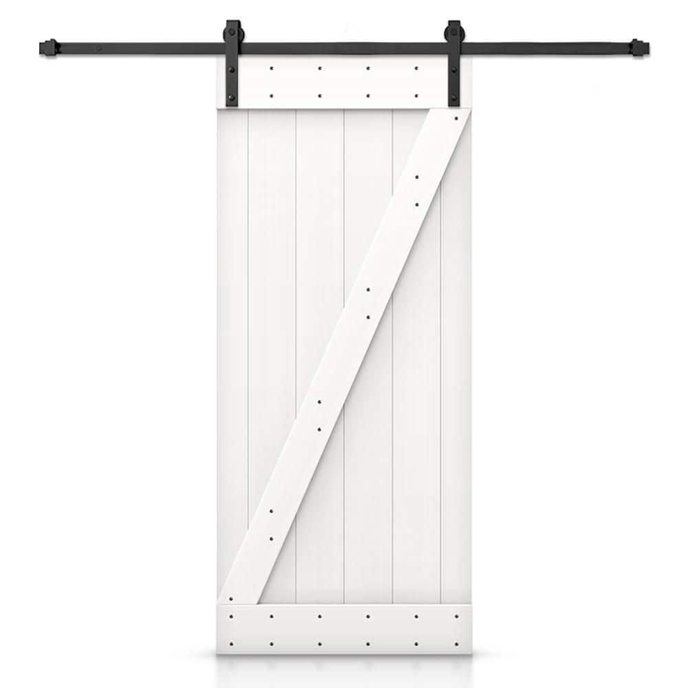 TMS 84'' Solid Wood Paneled Painted with Installation Hardware Kit Barn Door