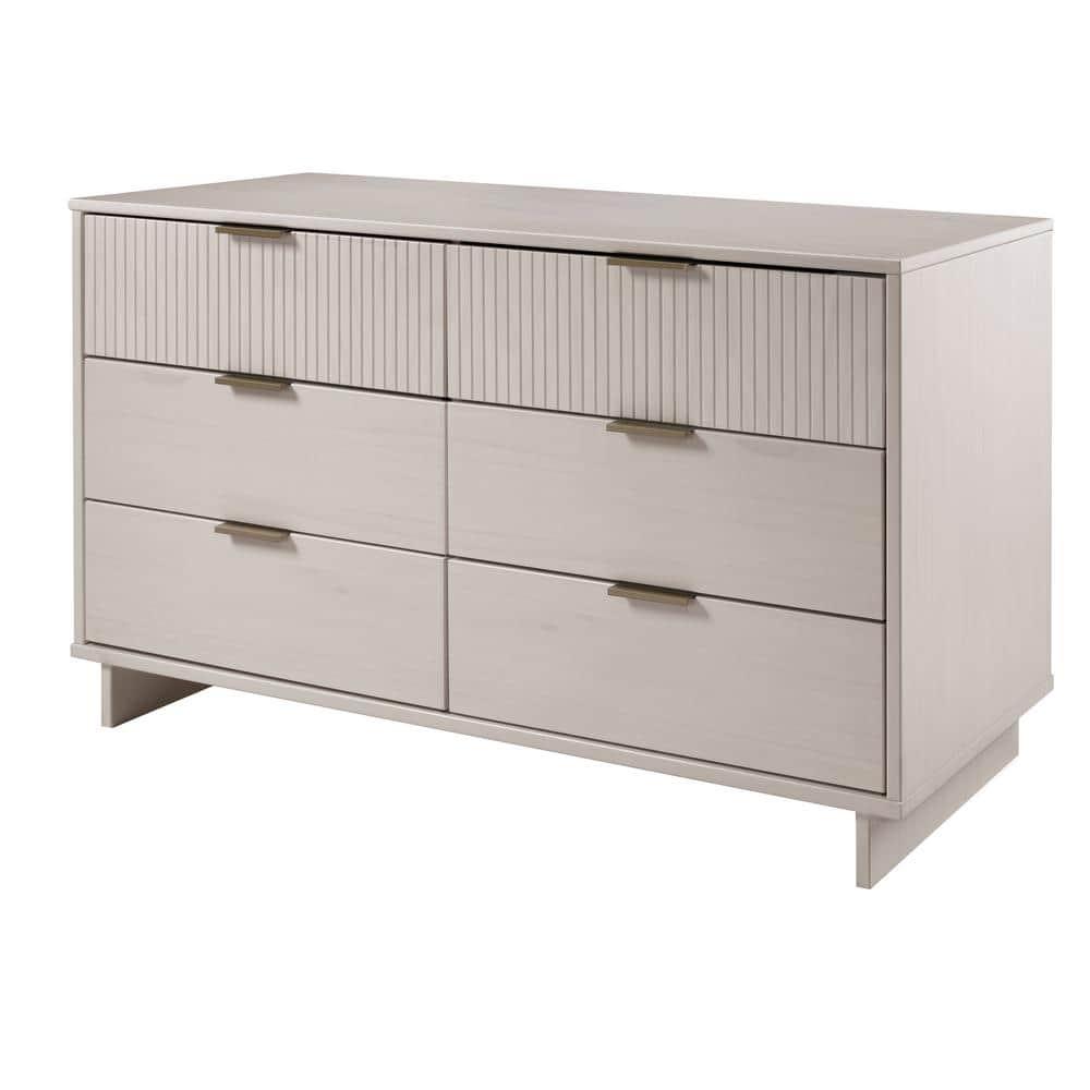 Manhattan Comfort Granville Modern 6 Drawer Double Wide Dresser Light Gray : Wood Frame, Spot Clean, Assembly Required