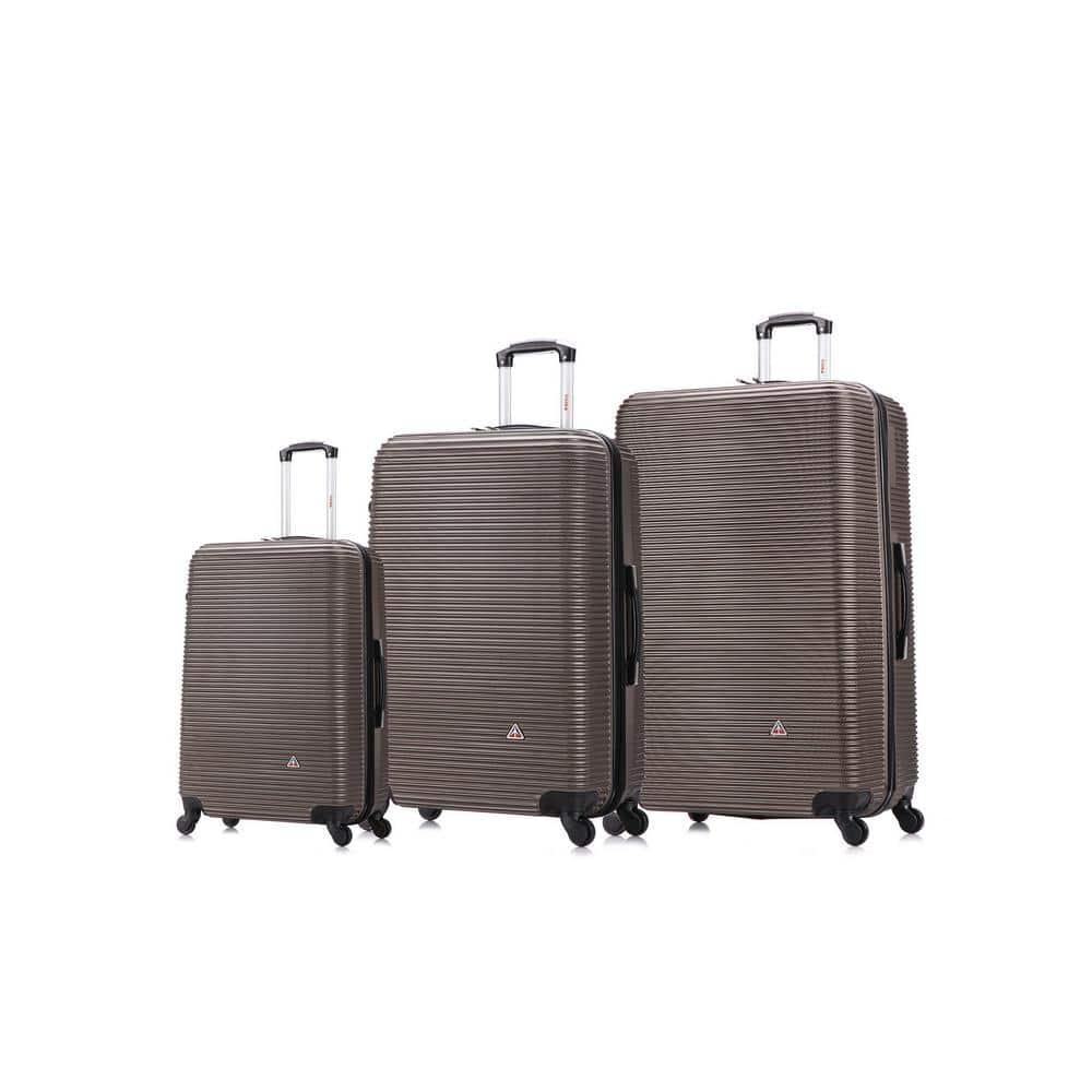 InUSA Royal 3pc Hardside Checked Spinner Luggage Set - Brown