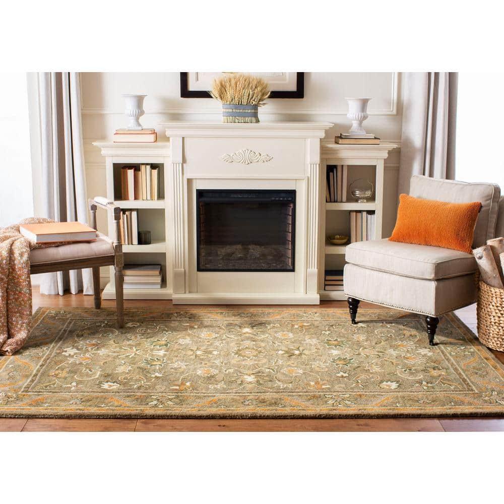 Antiquity AT52 Hand Tufted Indoor Accent Rug - Olive/Gold - 3'x5' - Safavieh