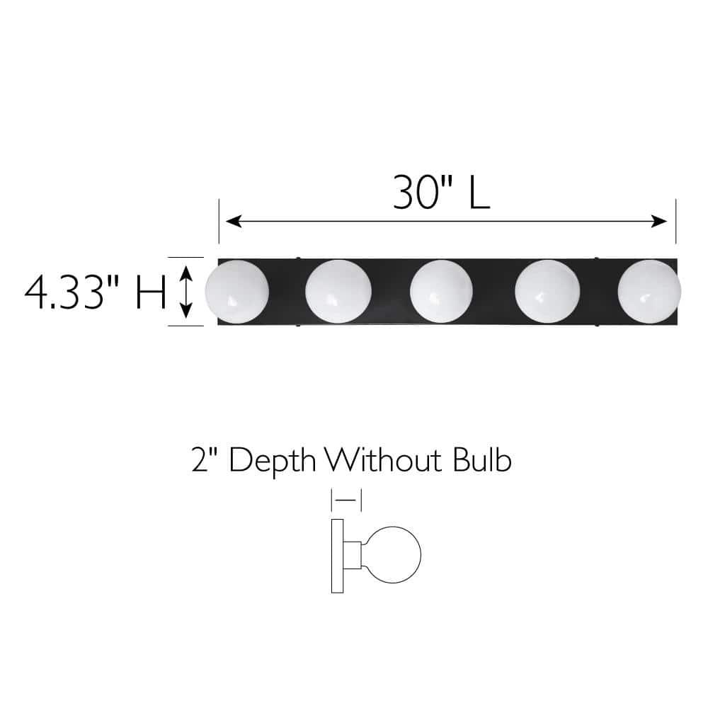 Design House 588582-BLK 5-Light Vanity Strip Light Contemporary Dimmable for Bathroom, Bedroom, Makeup Vanity, Matte Black