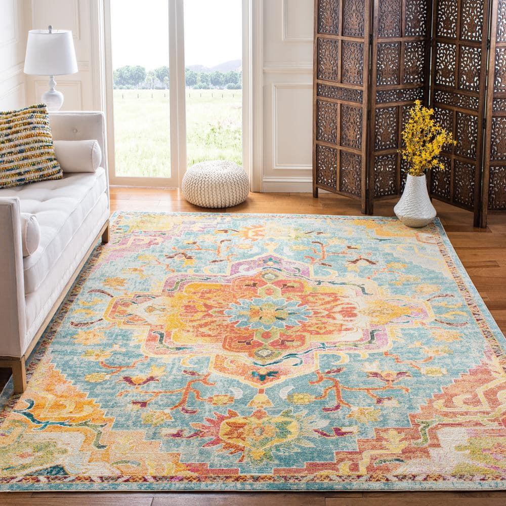 Crystal CRS501 Loomed Indoor Area Rug - Orange/Teal - 9'x12' - Safavieh