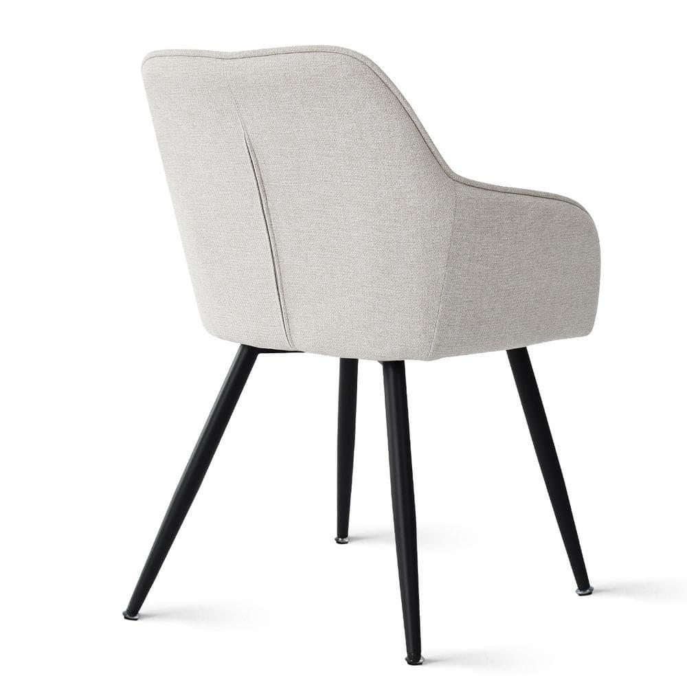 Boston Fabric Dining Chairs Set Of 2,Durable Beige Upholstered Armrest Dining Chairs,Dining Chairs with Backrest and Metal Legs-Maison Boucle