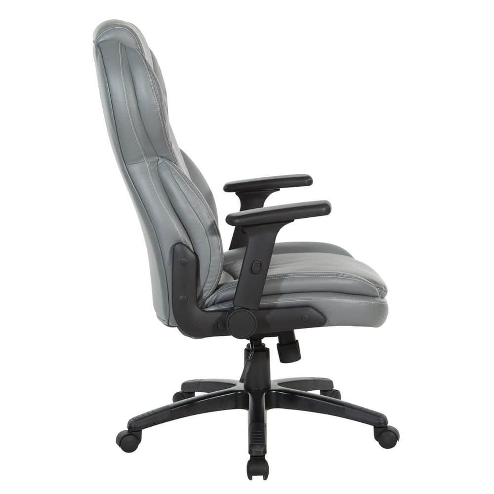 Executive High Back Gray Bonded Leather Office Chair