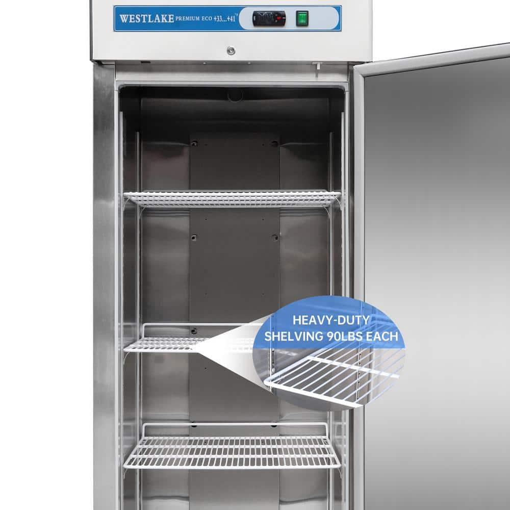 WESTLAKE 27" W Commercial Refrigerator Stainless Steel Reach in Solid Single Door Upright Fan Cooling 23 Cu.ft Cooler for Restuarant, Bar, Shop, etc