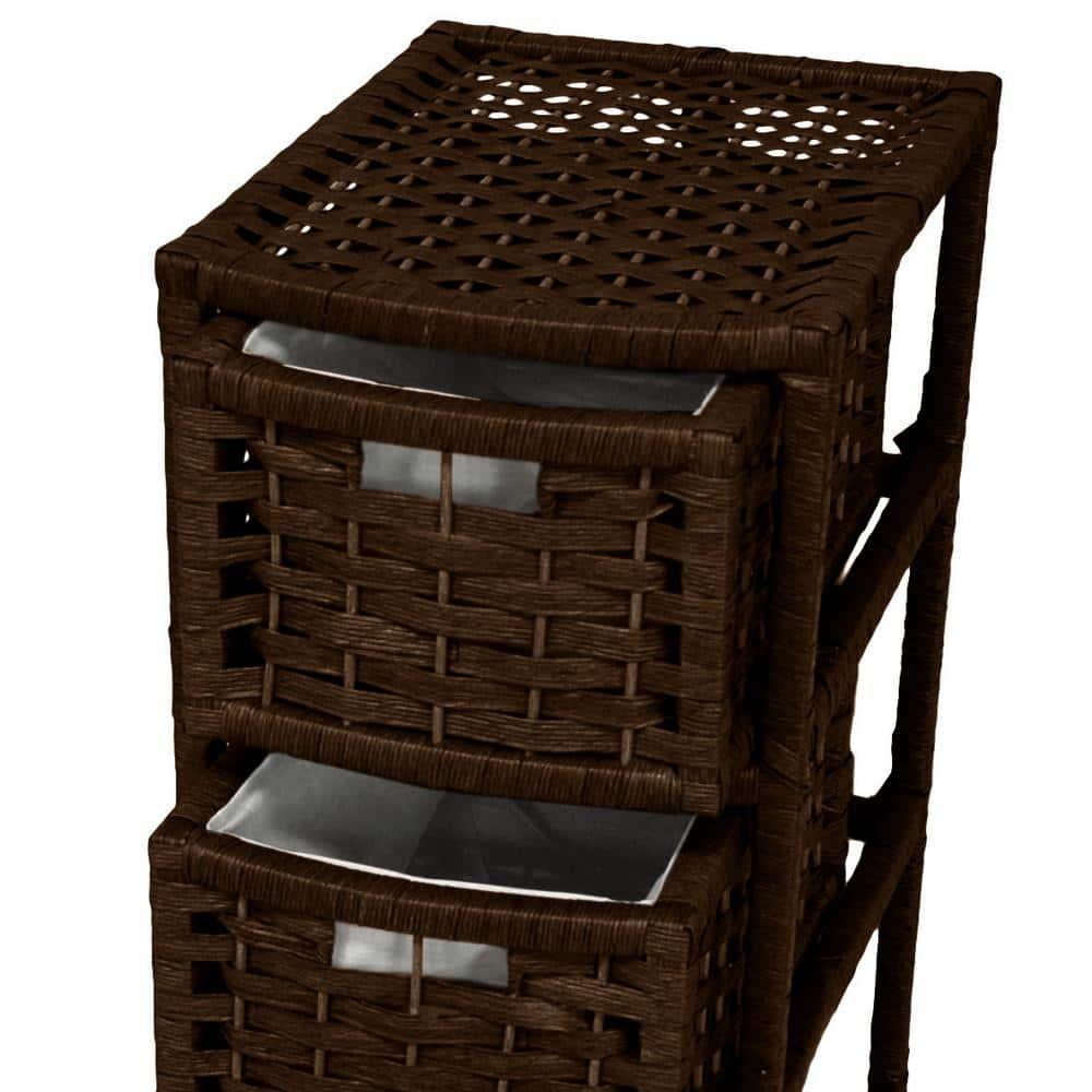 Oriental Furniture Natural Fiber Occasional Chest, 5 Drawer, Mocha color