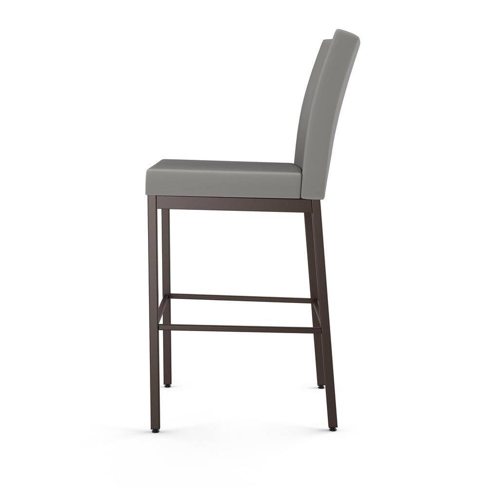 Amisco Perry Plus 26 In. Counter Stool - Taupe Grey Faux Leather / Dark Brown Metal
