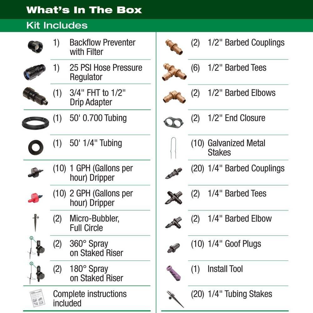 Rain Bird LNDDRIPKIT Drip Irrigation Landscape & Garden Watering 108 Piece Kit