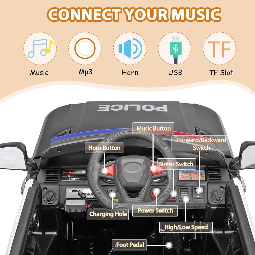 Allied Plush Inc 12V Kids Ride on Car, Electric Police Cars with Remote Control