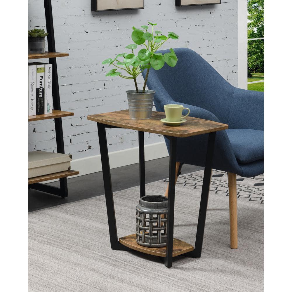 Convenience Concepts Graystone End Table with Shelf, Barnwood/Black Frame