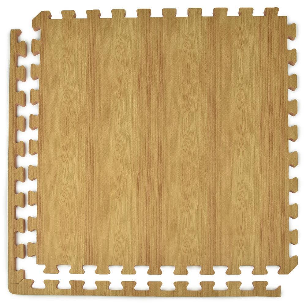 Greatmats Wood Grain Interlocking Wood Look Reversible Foam Tiles 1/2 Inch x 2x2 Ft. Light Wood/Tan 15 Pack