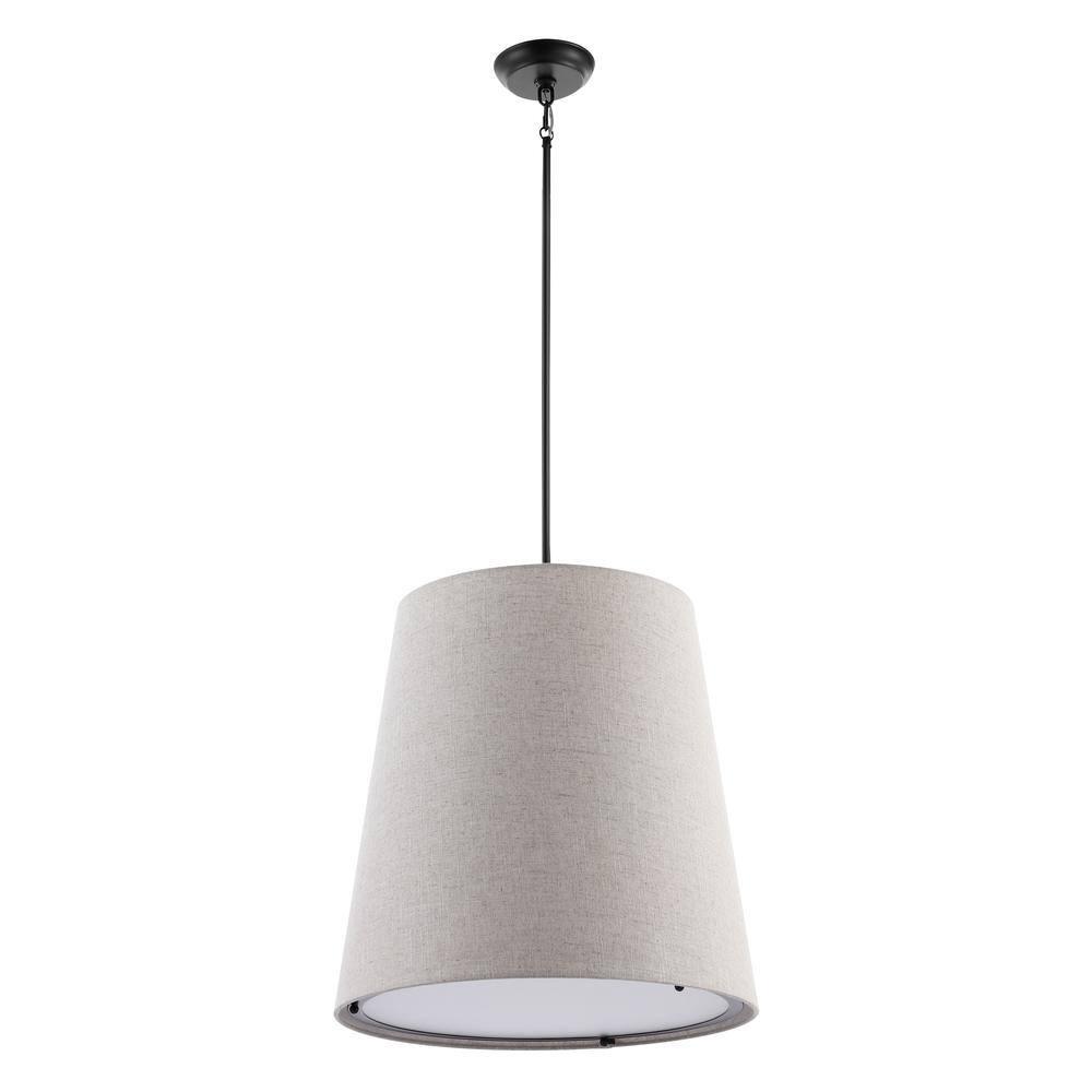 Arden 18" 1-Light Farmhouse Bohemian Iron LED Pendant, Oil Rubbed Bronze/Beige