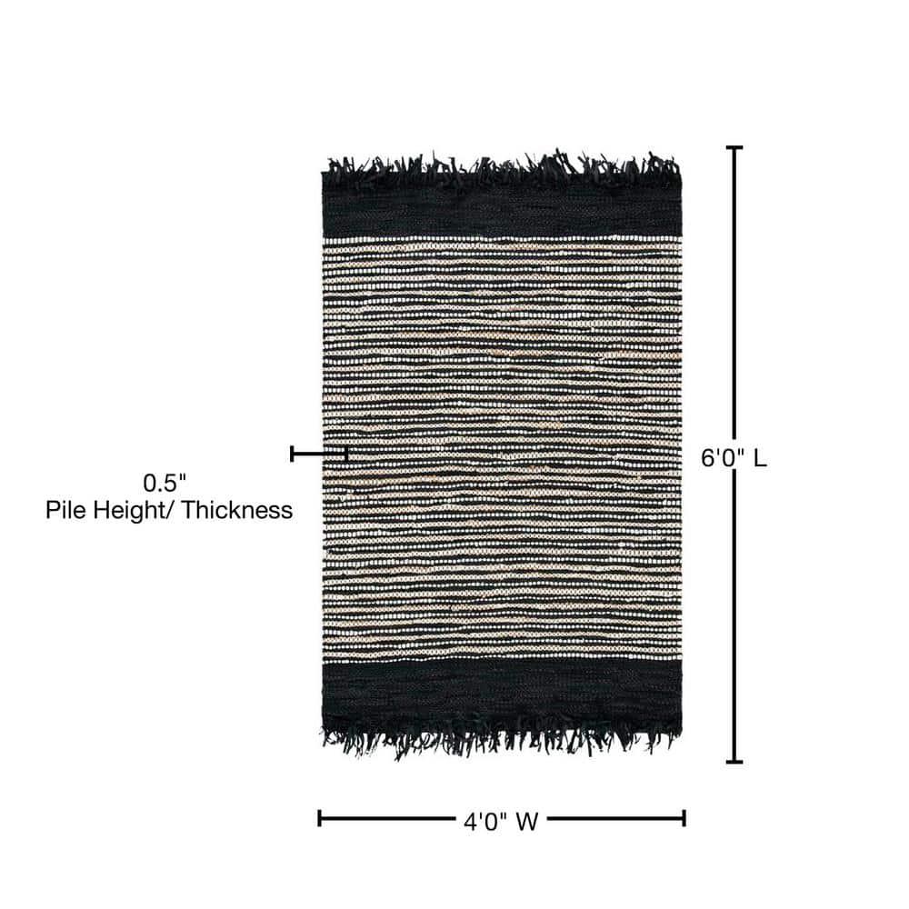 Vintage Leather VTL373 Hand Woven Indoor Area Rug - Black/Multi - 4'x6' - Safavieh.