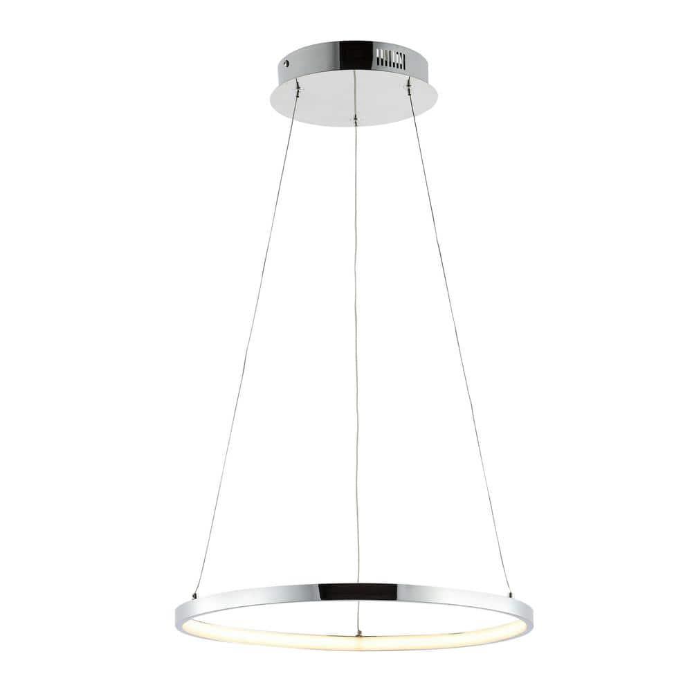 Bradley 15.75 in. 1-Light Integrated LED Chrome Modern Contemporary Metal Round Pendant