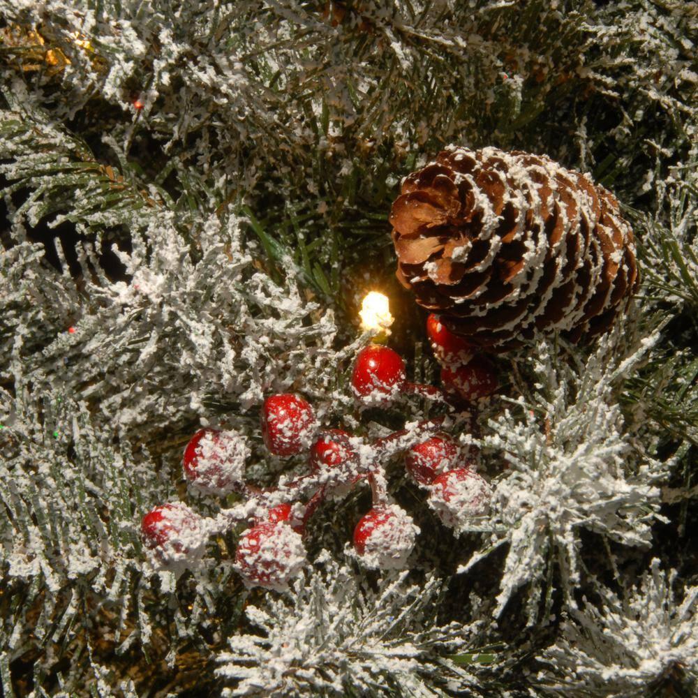 National Tree Company Pre-Lit Artificial Christmas Hanging Snowflake, Green, Dunhill Fir, with Pine Cones, Berry Clusters, Frosted Branches,32 Inches