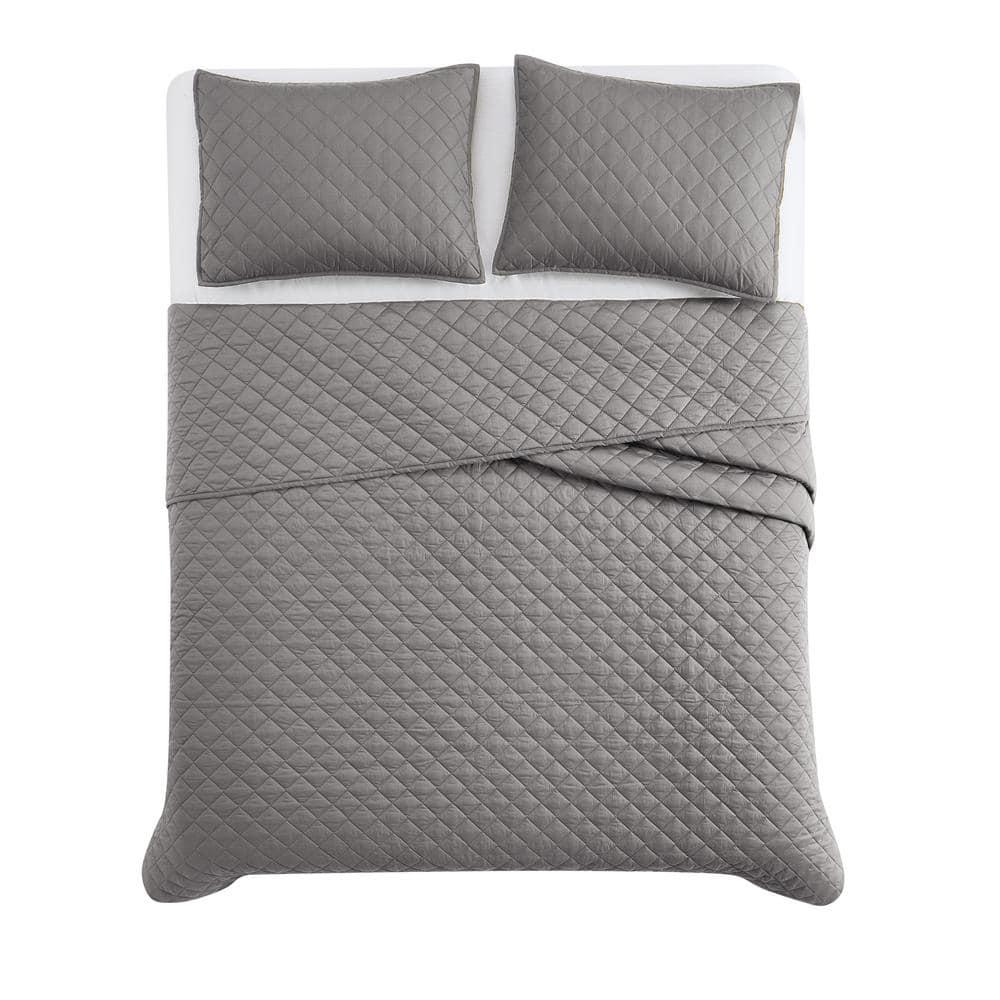 Cannon 2pc Twin/Twin Extra Long Percale Quilt Set Gray