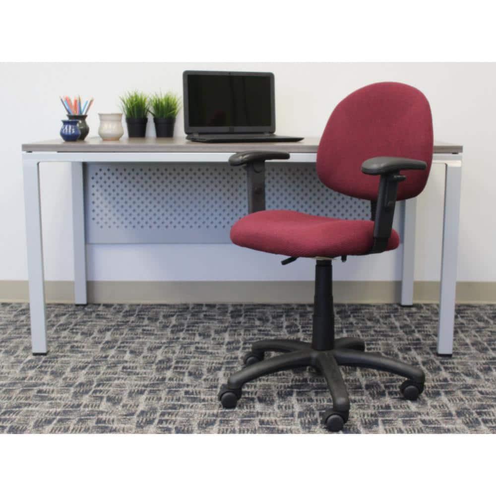 Deluxe Posture Chair with Adjustable Arms Burgundy - Boss Office Products: Ergonomic Swivel, Lumbar Support, Metal Frame