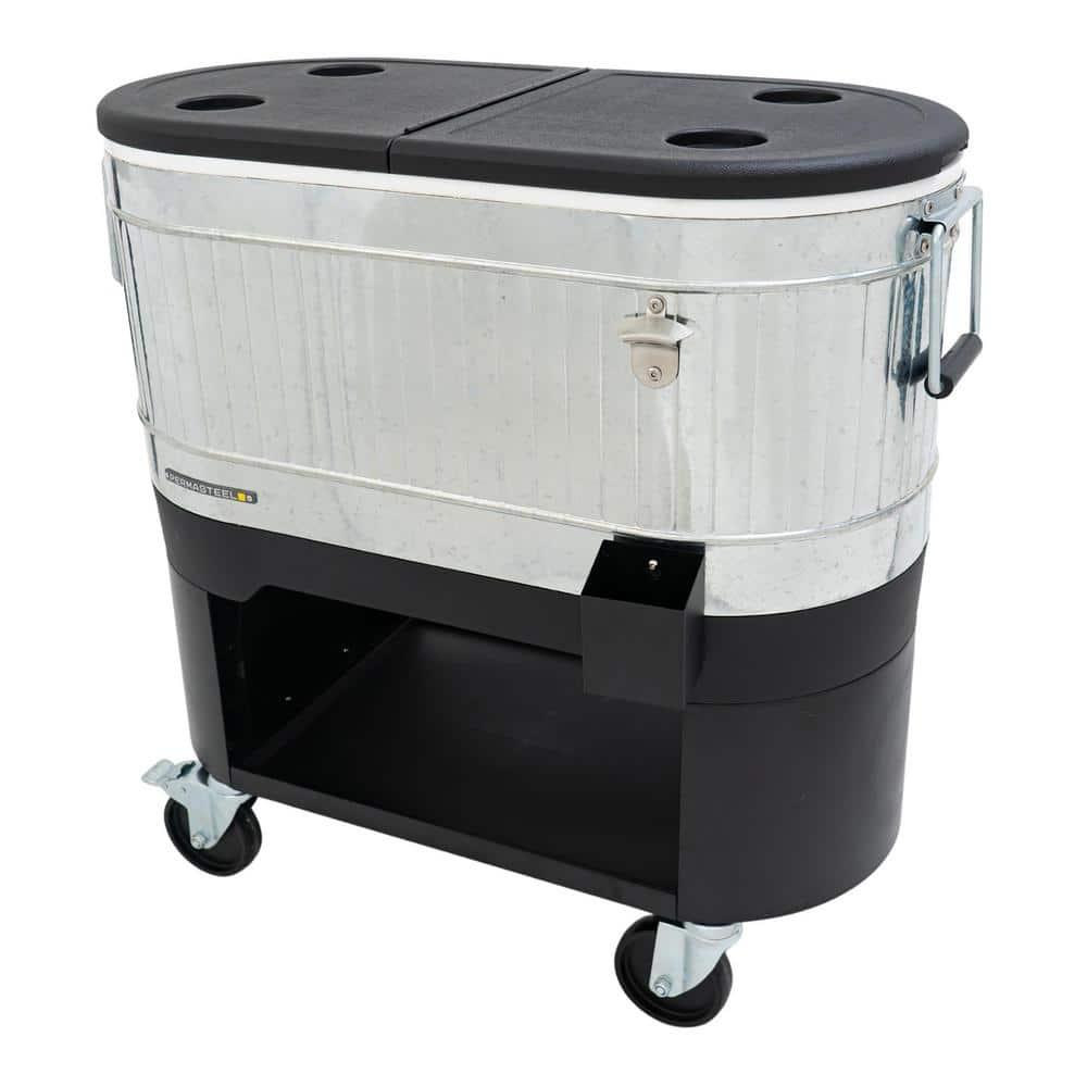 Permasteel Permasteel 120-Qt Large Outdoor Cooler Cart on Wheels, Rolling Patio Cooler with Dividers for Separate Compartments