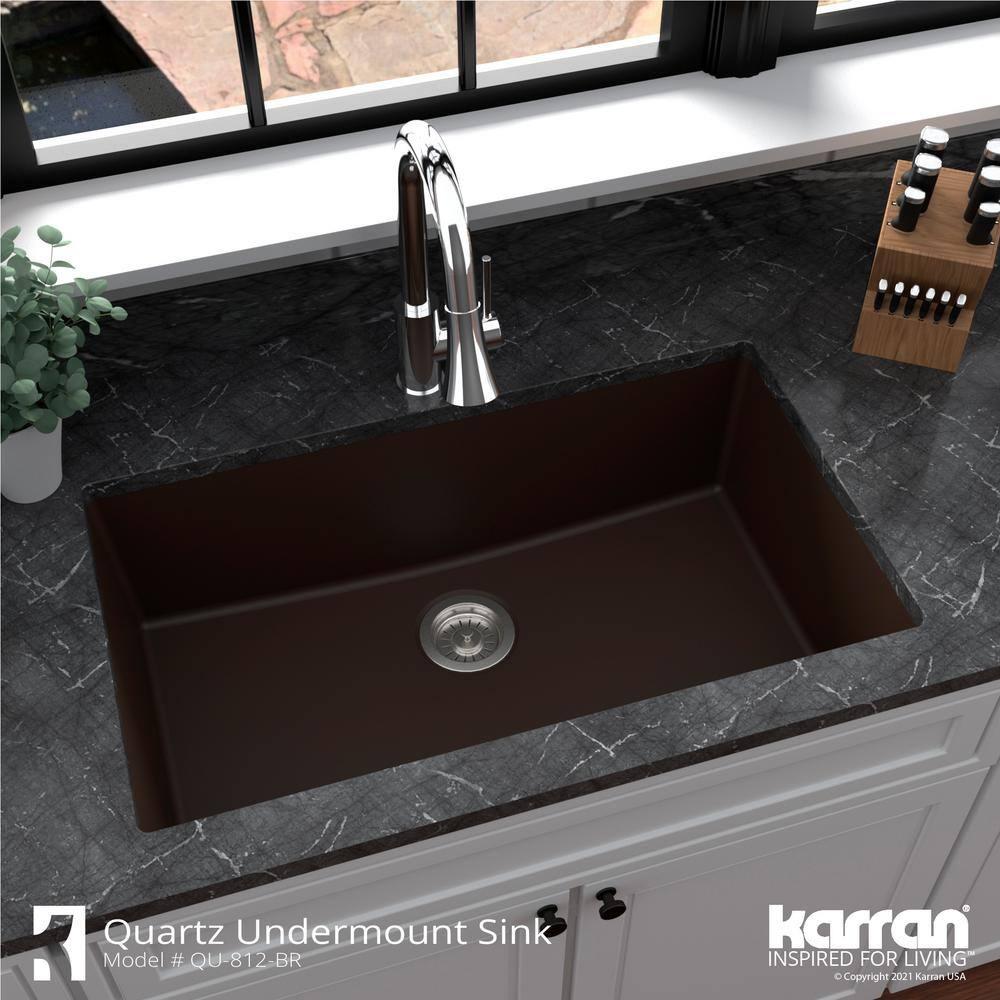 Karran Quartz 32-1/4'' X 19-1/4'' Large Single Bowl Undermount Kitchen Sink