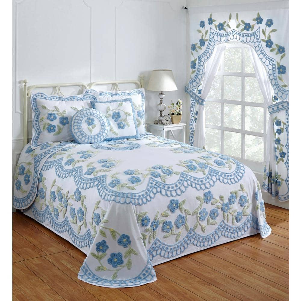 Better Trends Bloomfield 100% Cotton Chenille Coverlet/Bedspread Machine Washable Ultra Soft Floral Pattern All Season Bedding